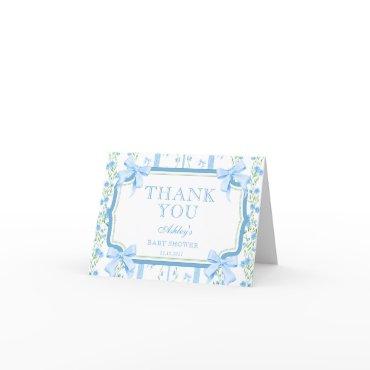 Boy Baby Shower with Blue Bow Thank You