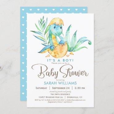 Boy Dinosaur Baby Shower Invitation