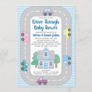 Boy Drive Through Baby Shower Invitation