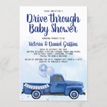 Boy Drive Through Covid Baby Shower Truck Invitation