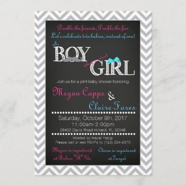 Boy Girl Joint Baby Shower Invitation & Book Card