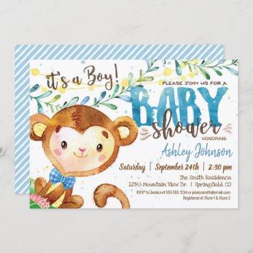Boy Monkey Baby Shower invitation
