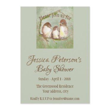 Boy or Girl Baby Shower Sweet Little Bird Family
