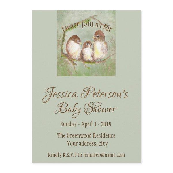 Boy or Girl Baby Shower Sweet Little Bird Family
