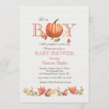 Boy Pumpkin Baby Shower Invitation