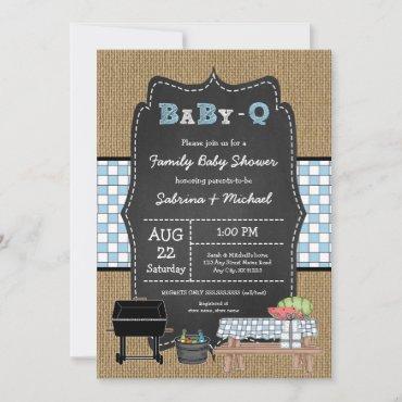 Boy Rustic Family Baby Q Shower  Invitation