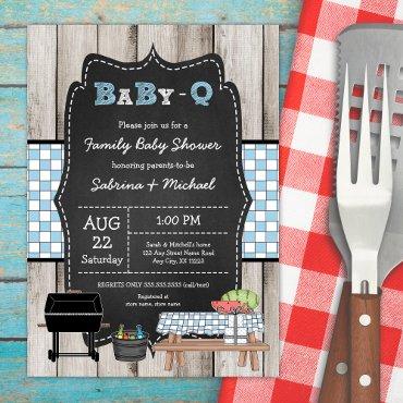 Boy Rustic Wood Family Baby Q Shower
