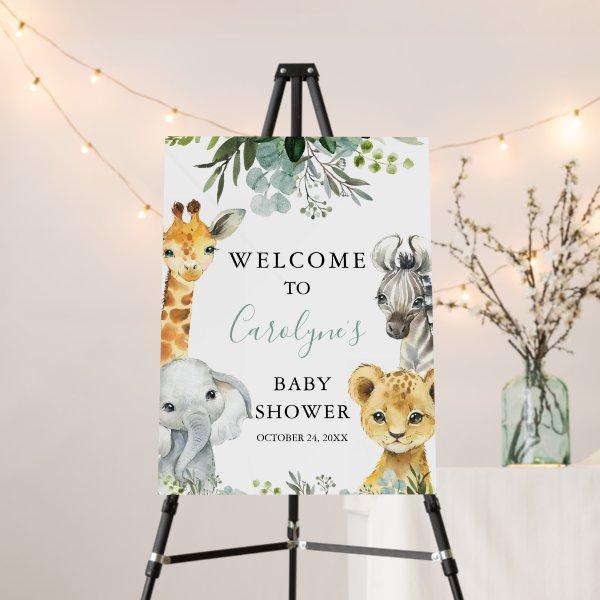 Boy Safari Animal Baby Shower Welcome Sign