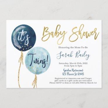 Boy Twins Baby shower Invitation