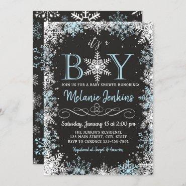 Boy Winter Snowflake Baby Shower Invitation