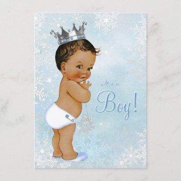 Boy Winter Wonderland Snowflake Ethnic Baby Shower Invitation