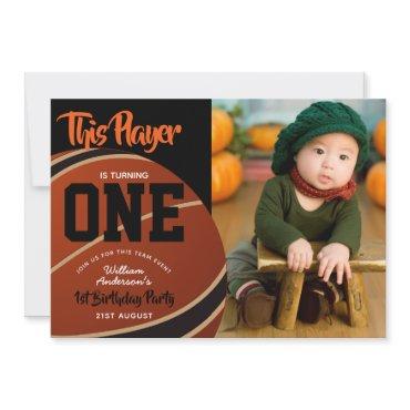 BOYS 1st Birthday Basketball Invites ADD PHOTO
