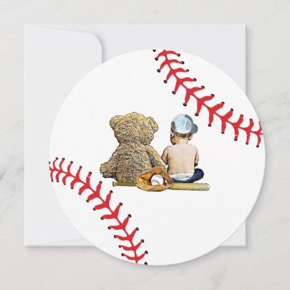 Boy's Baby Shower Baseball Themed Invitation