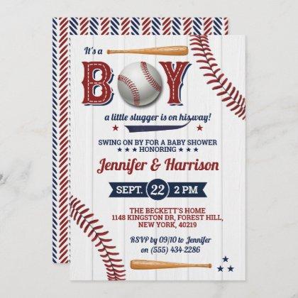 Boys Baseball Baby Shower Invitation