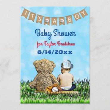 Boy's Baseball Themed Baby Shower Invitation