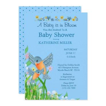 Boys Bluebirds Wildflowers Baby Shower