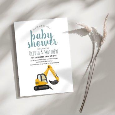 Boys Cute Blue Construction Digger