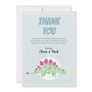 Boys Cute Blue Dinosaur Jungle Baby Shower Thank You Card