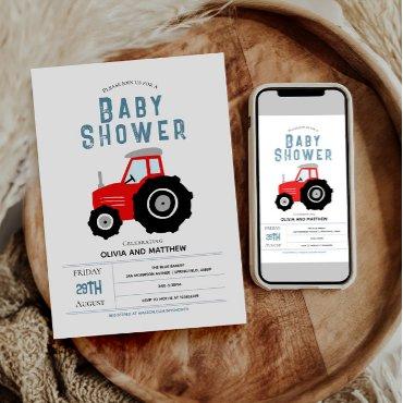 Boys Cute Rustic Farm Red Tractor