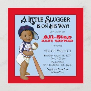 Boys Ethnic Baseball Baby Shower Invitation