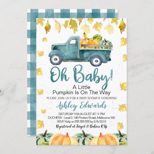 Boy's Little Pumpkin Baby Shower Invitation