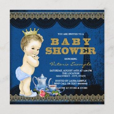 Boys Prince Paris Tea Party Baby Shower Royal Blue