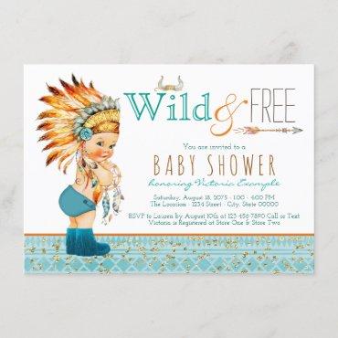 Boys Tribal Wild and Free Baby Shower Invitation