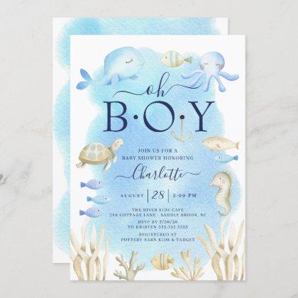 Boys Under The Sea Baby Shower Invitation