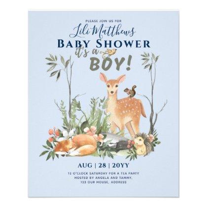 Boys Woodland Animals Forest Baby Shower Invites Flyer