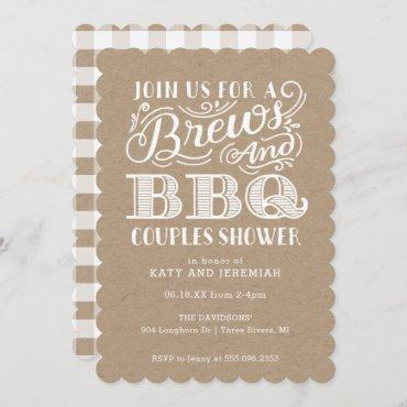 Brews and BBQ Couples Shower on Kraft Invitation