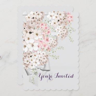 BRIDE Flowers & Lattice Gray & Pink Shower Party