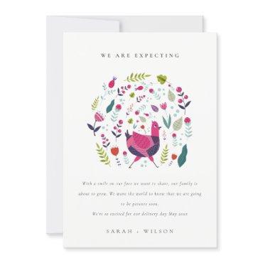 Bright Folk Farm Floral Birdie Baby Announcement