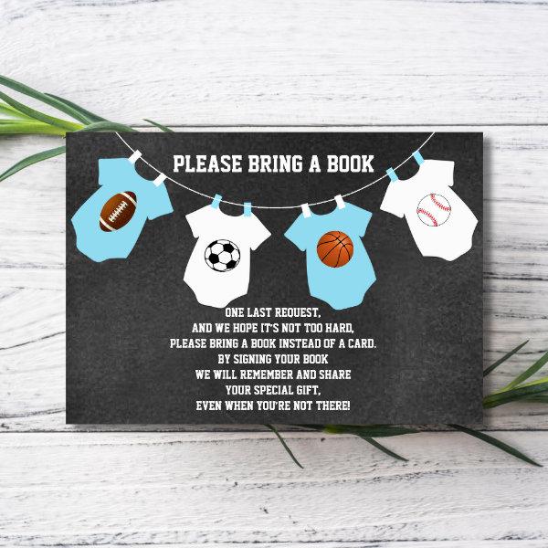 Bring a Book - Sports Chalkboard Baby Shower Cards