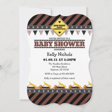 Brown Construction Baby Shower Invitation