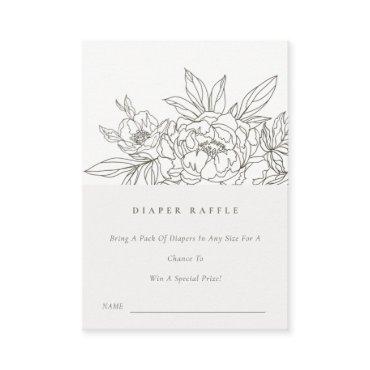 Brown Floral Sketch Diaper Raffle Baby Shower Enclosure Card