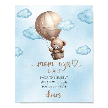 Brown teddy bear hot air balloon Mom-osa bar sign