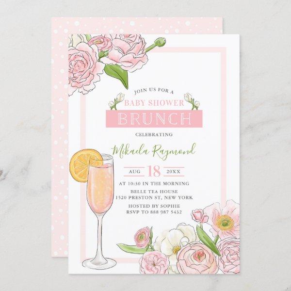Brunch and Bubbly | Pink Floral Baby Shower Brunch