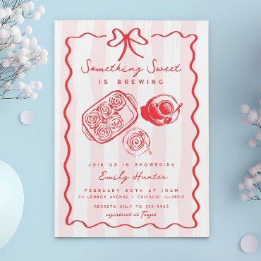 Brunch Baby Shower Sweets Coffee Bow Pink Doodle