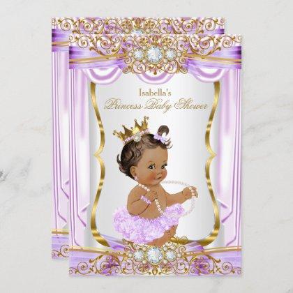 Brunette Princess Baby Shower Purple Silk Gold