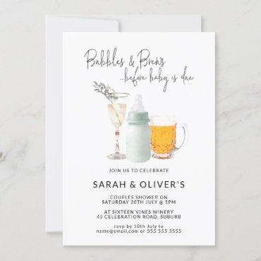 Bubbles & Brews Green Neutral Couples Baby Shower