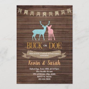 Buck or doe gender reveal party invitation