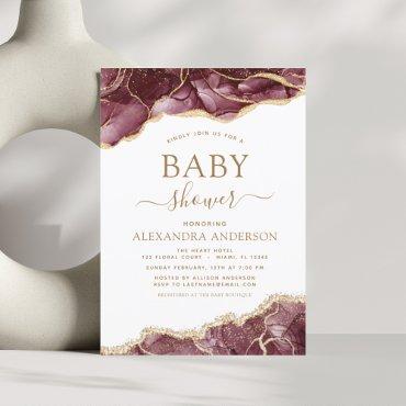 Budget Agate Burgundy Baby Shower Gold