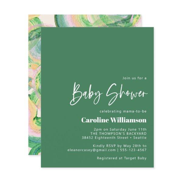 Budget Artsy Abstract Green Watercolor Baby Shower