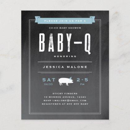 Budget Baby BBQ Blue Co-ed Baby Shower Invitation