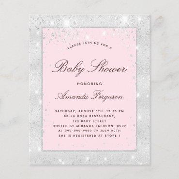 Budget Baby shower girl silver pink