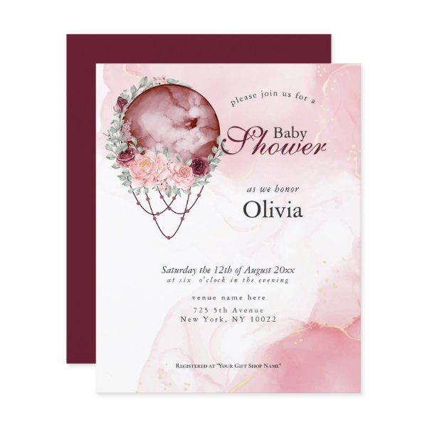 Budget Baby Shower Pink Rustic Full Moon