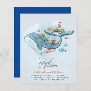 BUDGET Baby Shower Sea Life Whale Boys Blue Invite