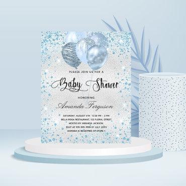 Budget baby shower silver blue glitter
