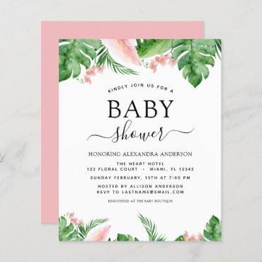 Budget Baby Shower Tropical Palm Floral Watercolor