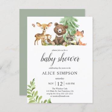 Budget Boho Cute Animals Woodland Baby Shower Invi  Postcard